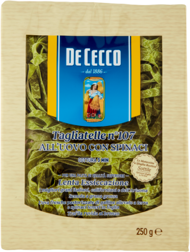 Tagliatelle wstążki DE CECCO ze szpinakiem 250 g 8001250001085