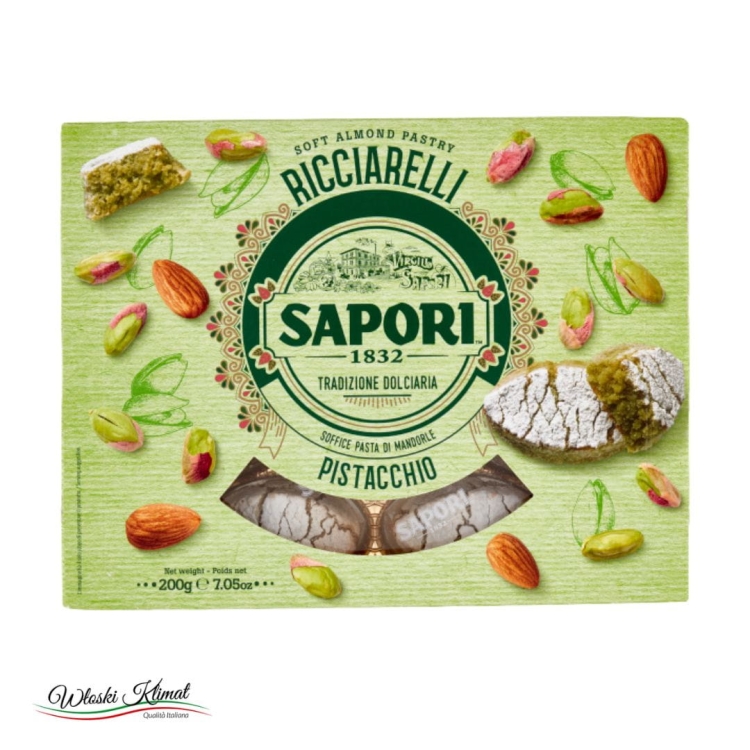 Ciasteczka z pasty migdałowej o smaku pistacjowym Ricciarelli SAPORI 200g