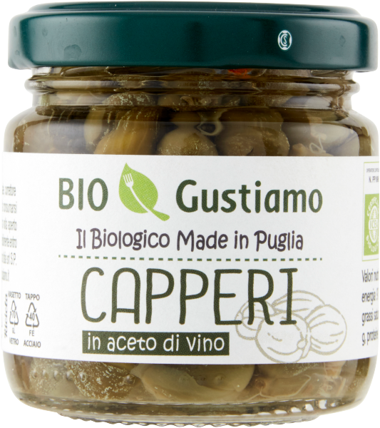 Kapary w occie winnym Capperi BIO GUSTIAMO Made in Puglia 100g