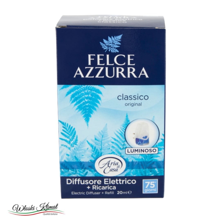 Elektryczny dyfuzor zapachu świecący Classico Felce Azzurra 20ml