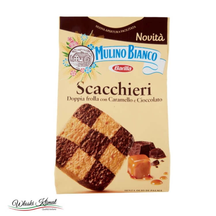 Ciastka kruche karmelowo czekoladowe SCACCHIERI Mulino Bianco 300g