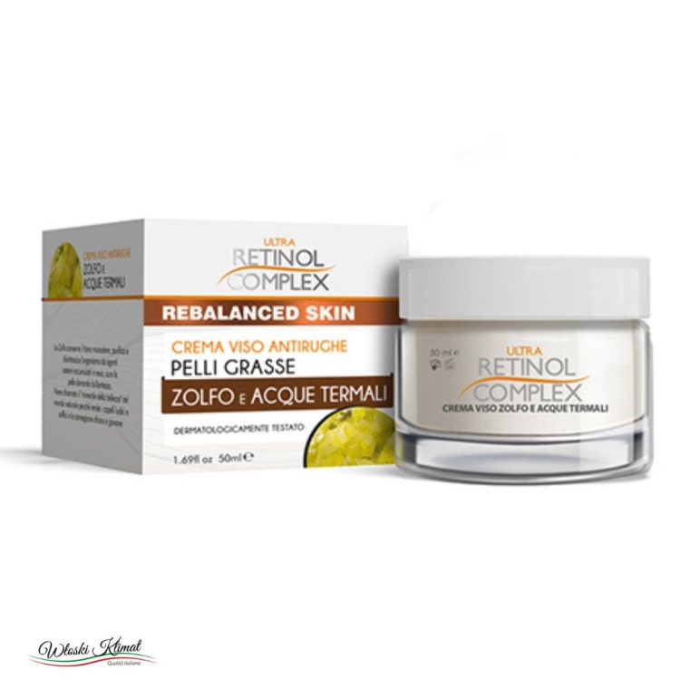 Krem do twarzy przeciwzmarszczkowy do cery tłustej z Siarką Zolfo e Acque Termali Retinol Complex 50ml
