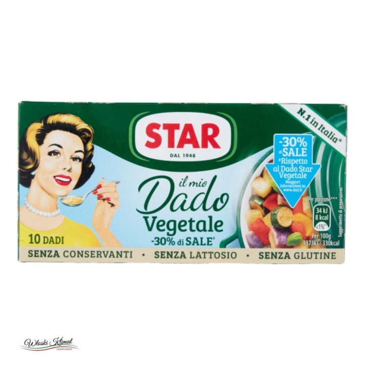 Bulion w kostkach warzywny 30% mniej soli Vegetale Dado x10 STAR 100g