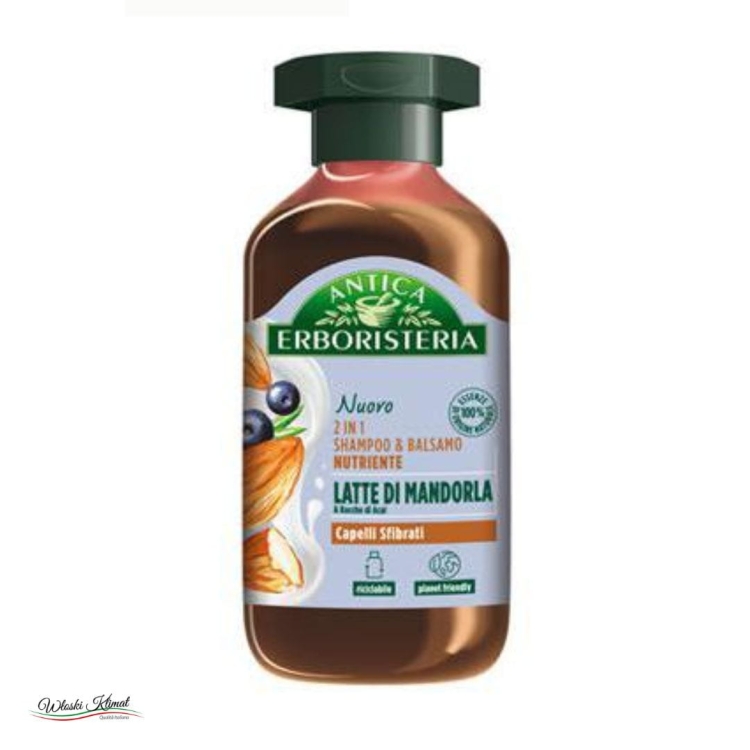 Szampon z odżywką 2w1 do włosów zniszczonych mleko migdałowe i owoce acai Latte di Mandorla & Bacche di acai Antica Erboristeria 250 ml
