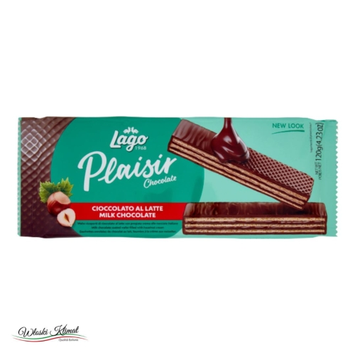 Wafle w mlecznej czekoladzie nadziewane kremem z orzechów laskowych Lago PLAISIR 120G 8004800004215
