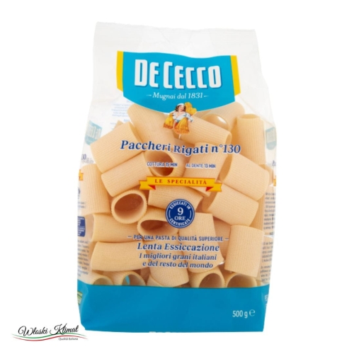 Makaron Rurki PACCHERI RIGATI n° 130 DE CECCO 500g 8001250131300