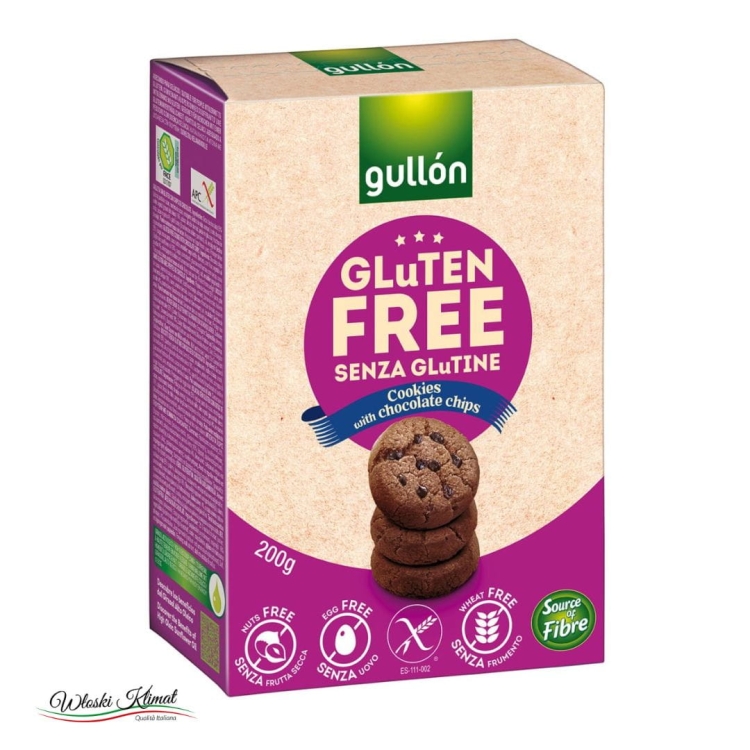 Ciastka czekoladowe z kawałkami gorzkiej czekolady bez glutenu Gullon 200g 8410376017342