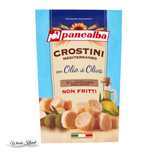 Mini grzanki chlebowe śródziemnomorskie w oliwie z oliwek CROSTINI MEDITERRANO Panealba 100g 8002333009486