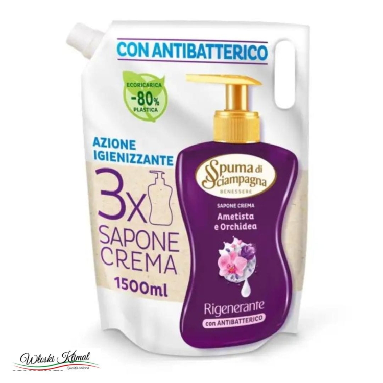 Mydło do rąk w płynie Ametys i Orchidea zapas Spuma Di Sciampagna 1500ml