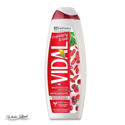 Żel pod prysznic Jagody Goji i Żurawina Bacche di Goji e Mirtillo Rosso VIDAL 500ml