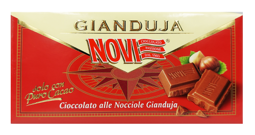 Czekolada orzechowa Novi Gianduja 100g  EAN: 8006380213209.  Czekolada Novi Gianduja to klasyczna włoska czekolada orzechowa, która zachwyca kremową konsystencją, wyrazistym aromatem orzechów i delikatną słodyczą.