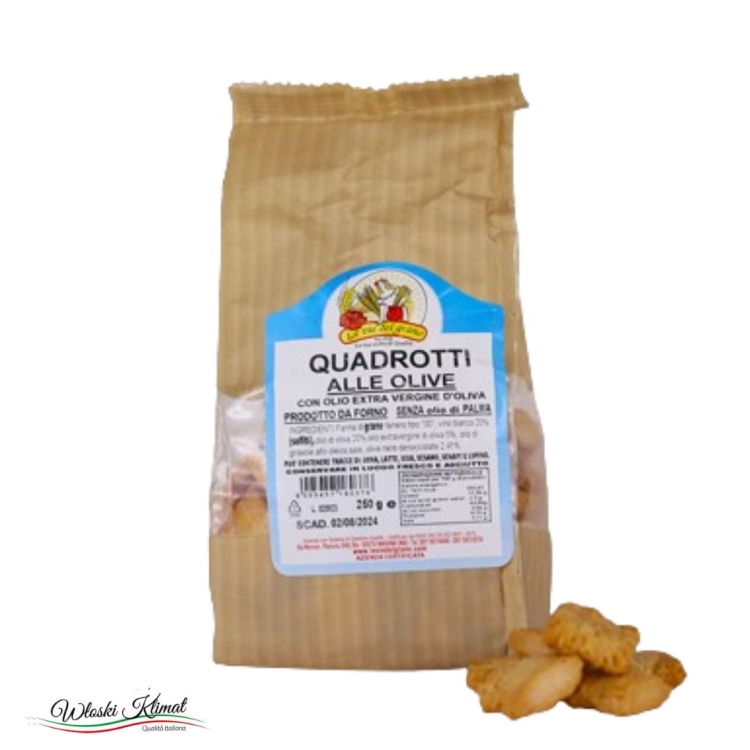 Snack z oliwkami Quadrotti alle olive Il Vostro Fornaio 250g EAN: 8005457180376