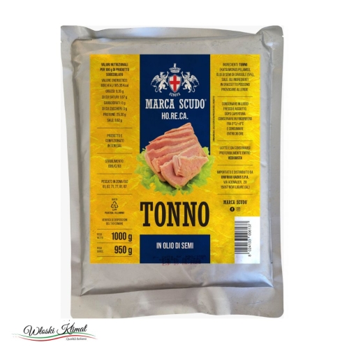 Tuńczyk w kawałkach 5% oleju w worku Tonno MARCA SCUDO 1kg EAN: 8024133006137