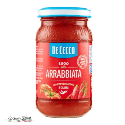 Sos pomidorowy z papryczką chilli Arrabbiata con Peperoncino di Calabria DECECCO 200g EAN: 8001250006820