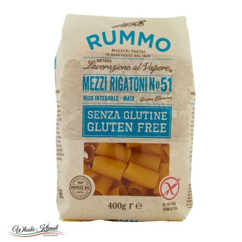 Makaron bez glutenu 1/2 Mezzi Rigatoni nr 51 RUMMO 400g  EAN: 8008343880510