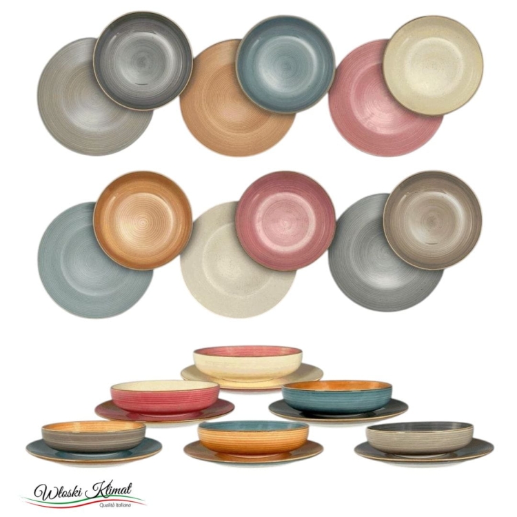 Zestaw talerzy ceramicznych dla 6 osób Maya Color Mix