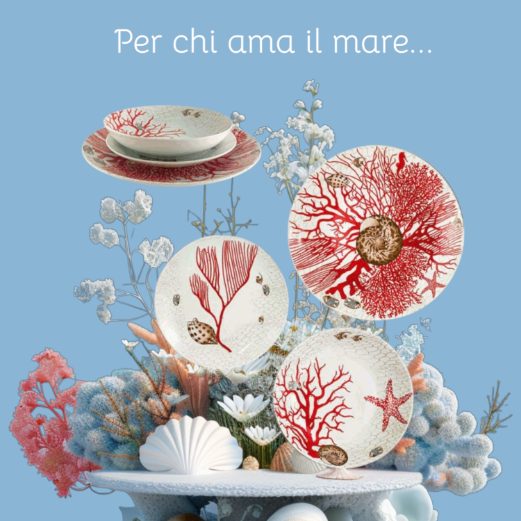 Zestaw talerzy porcelanowych 3 szt. Koralowiec Morski Coral