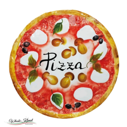 Talerz na pizzę ceramiczny malowany śr. 33 cm Pieczarki i Oliwki Funghi e Olive