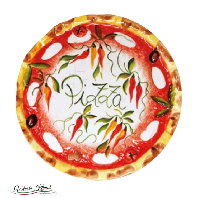 Talerz na pizzę ceramiczny malowany śr. 33 cm Papryczka Chilli Picante