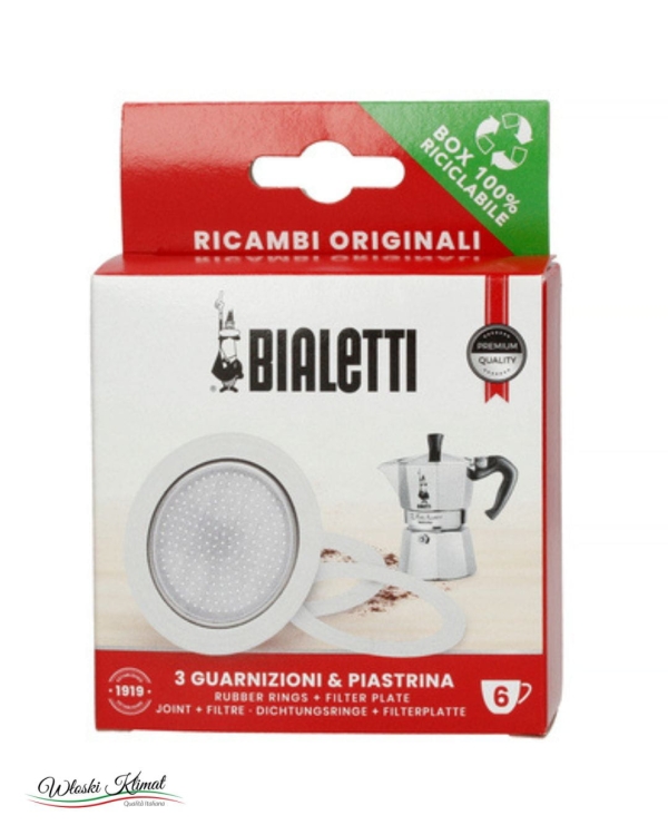 Uszczelki 3 szt. i sitko- zapas do kawiarek 6tz BIALETTI EAN: 8006363034050