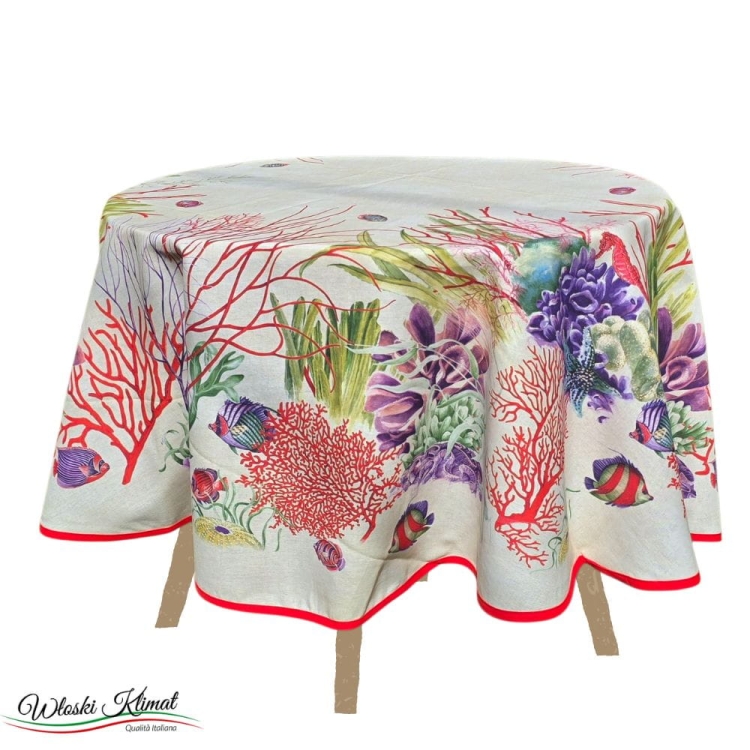 Obrus Koralowce Coral okrągły 180cm bawełna Etienne 96 by L&G
