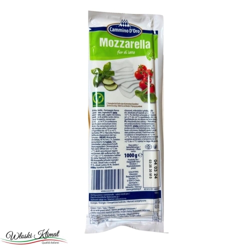 Ser Mozzarella na pizze w kawałku Fior di latte Cammino D'Oro 1kg Ean: 4008432025703