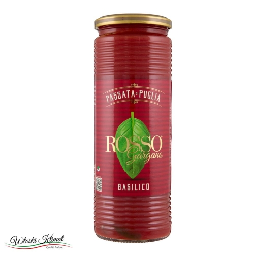 Przecier pomidorowy z liśćmi bazylii Passata di Pomodoro Basilico Rosso Gargano 690ml Ean 8033837720782