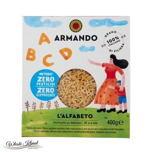 Makaron dla dzieci Literki Alfabet L'Alfabeto Armando 400g Ean: 8005709280380