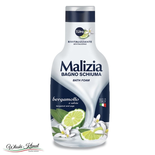 Płyn do kąpieli rewitalizujący Bergamotka i Szałwia Bergamotto e Salvia Malizia 1L 8003510034697