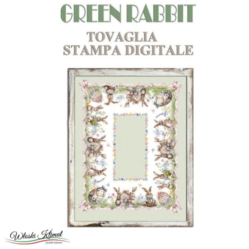 Obrus Wielkanocny Green Rabbit 100% bawełna PEZZOLI 140 x 245cm