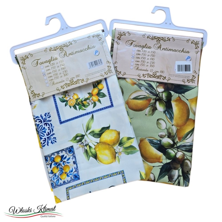 Obrus plamoodporny Cytryny, Oliwki, Maiolica 150 x 180 cm PEZZOLI