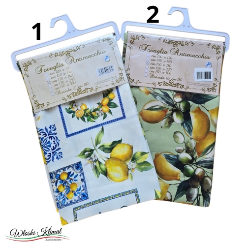 Obrus plamoodporny Cytryny, Oliwki, Maiolica 150 x 180 cm PEZZOLI