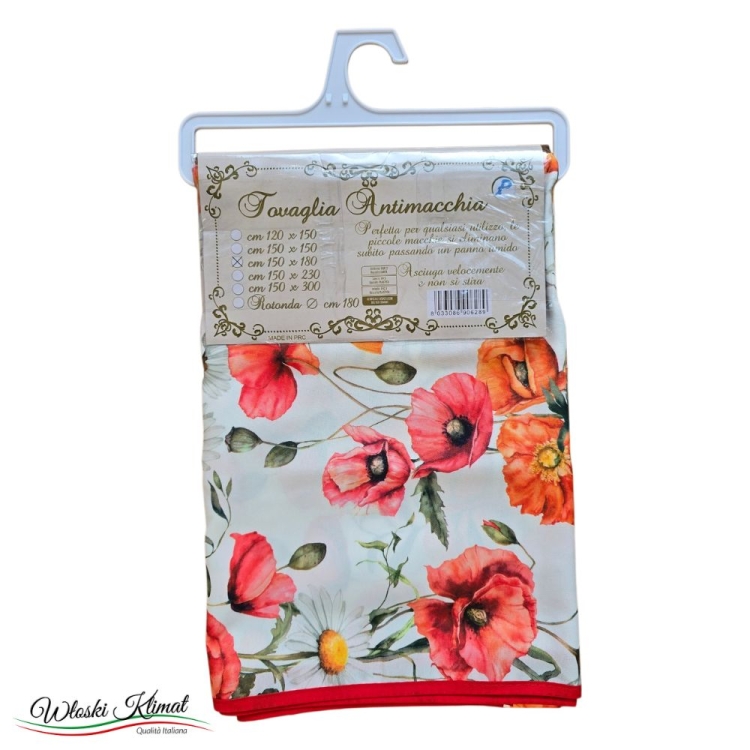 Obrus plamoodporny Kwiaty, Czerwone Maki mix wzorów 150 x 180 PEZZOLI