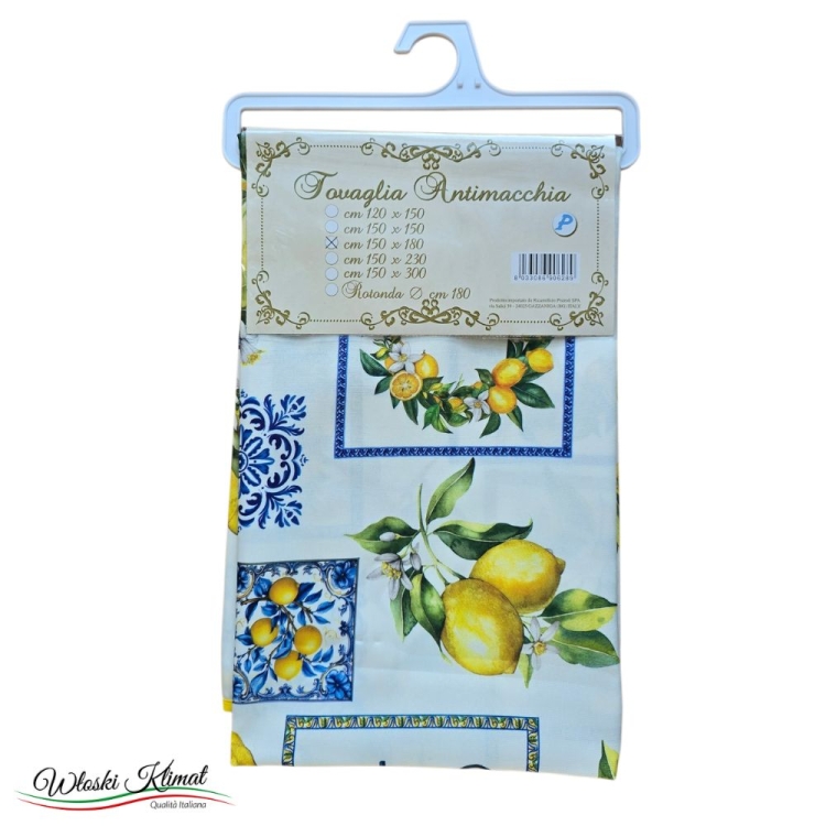 Obrus plamoodporny Cytryny, Oliwki, Maiolica 150 x 180 cm PEZZOLI