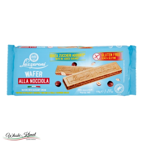 Wafelki orzechowe bez glutenu i dodatku cukru Lazzaroni 175g