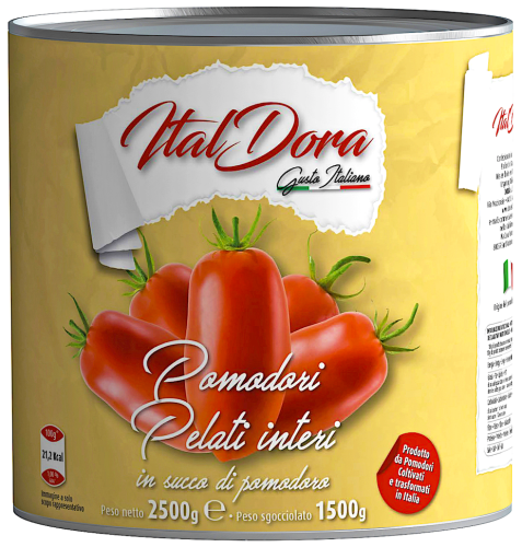 Pomidory Pelati całe bez skórki Ital Dora 2500g EAN: 8054794290057