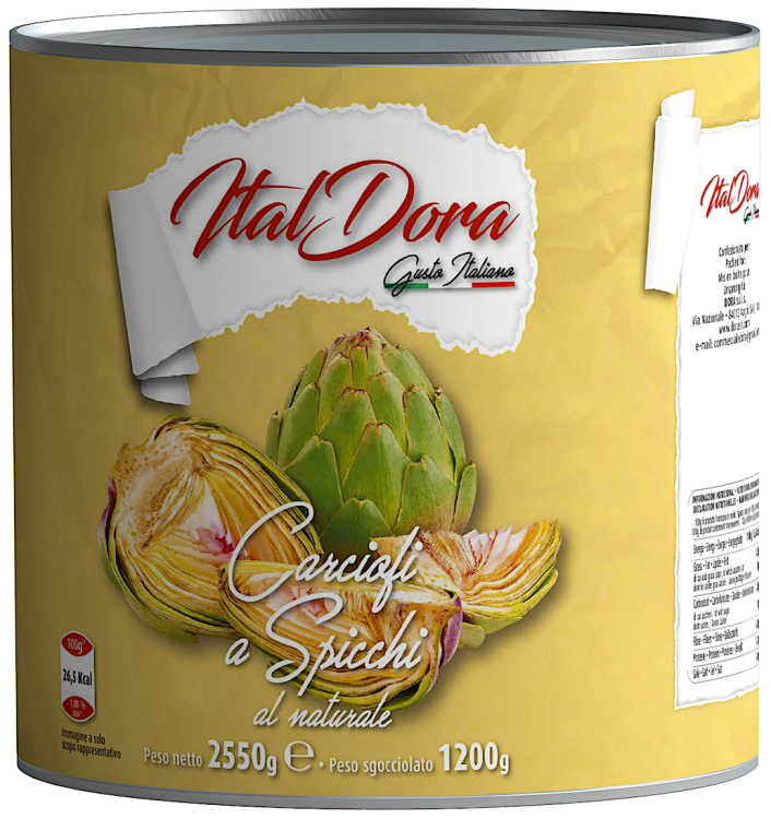 Karczochy krojone w słonej zalewie Ital Dora 2550g EAN:8054794290170