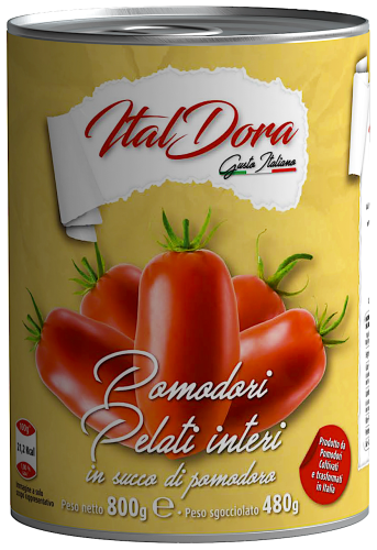 Pomidory Pelati całe bez skórki Ital Dora 800g EAN:8388766365871