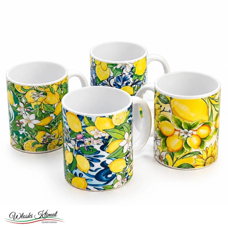Kubek ceramiczny z uchem włoski styl Cytryny