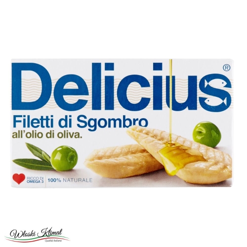 Filety z Makreli w Oliwie z Oliwek Filetti di Sgombro Delicius 125g 8006460021250