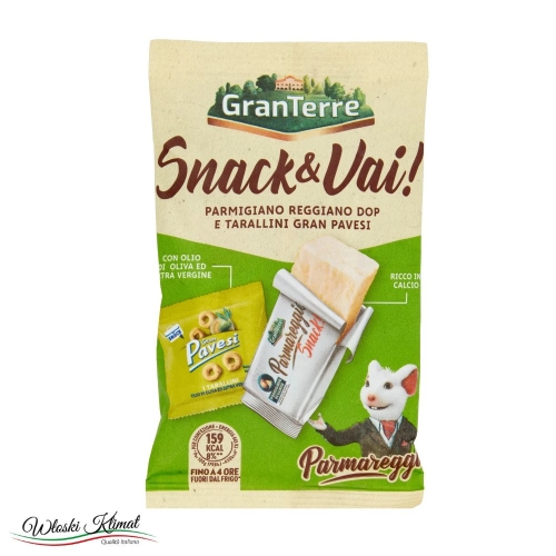 Przekąski Ser Parmigiano Reggiano 12 msc i Taralli Gran Pavesi Snack marki Gran Terre 37g