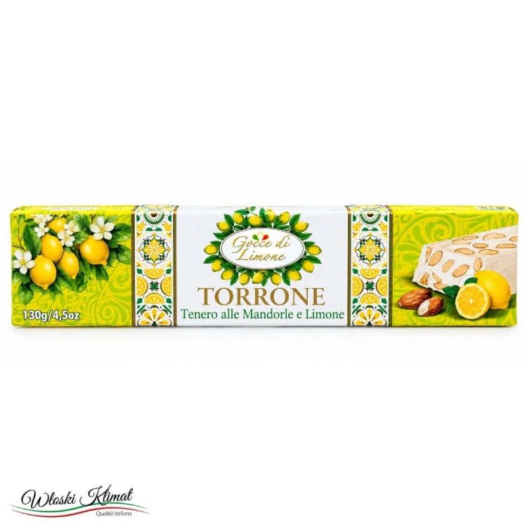 Nugat Torrone Tenero z Migdałami o smaku Cytrynowym Gocce di Limone 130g