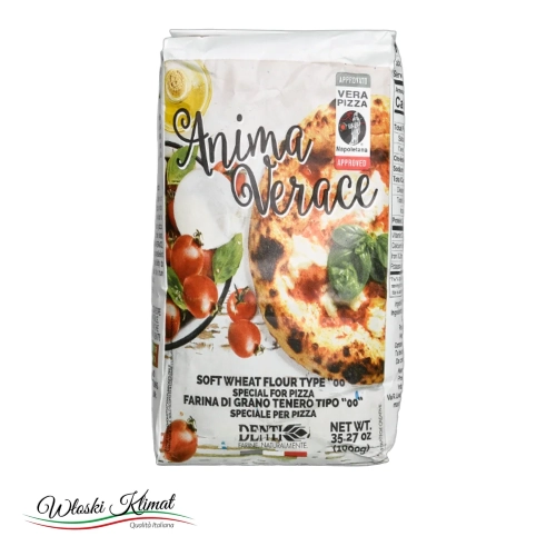 Mąka na pizzę typu 00 Anima Verace DENTI 1kg - widok z przodu / opakowanie