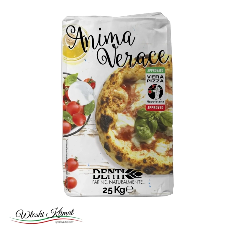 Mąka na pizzę typu 00 Anima Verace DENTI 25kg - widok z przodu / opakowanie