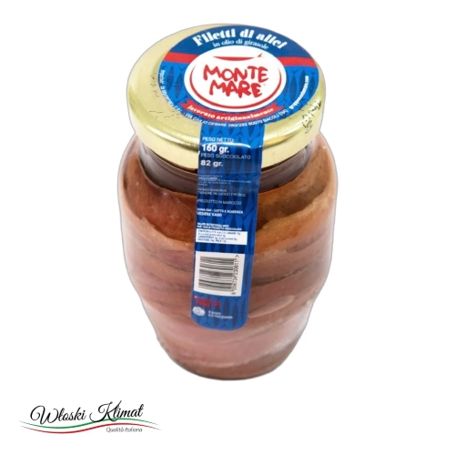 Sardele w filetach Filetti di Alici Anchoice MONTE MARE 80g - widok z przodu / opakowanie