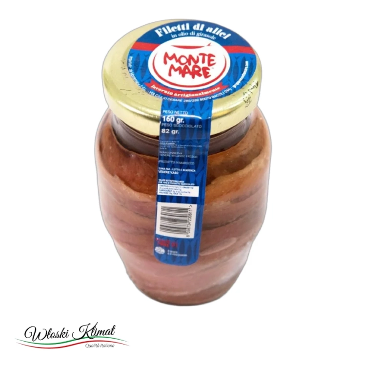 Sardele w filetach Filetti di Alici Anchoice MONTE MARE 80g - widok z przodu / opakowanie