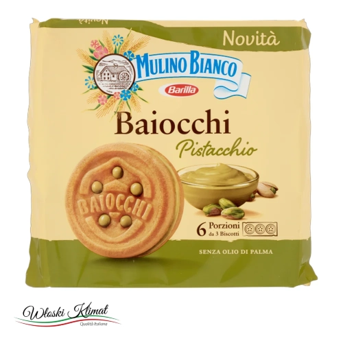 Ciastka z kremem pistacjowym Baiocchi Mulino Bianco 168 g - widok z przodu / opakowanie