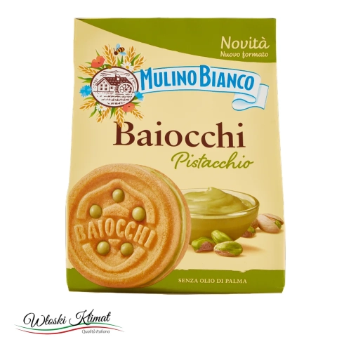 Ciastka z kremem pistacjowym Baiocchi Mulino Bianco 240 g - widok z przodu / opakowanie