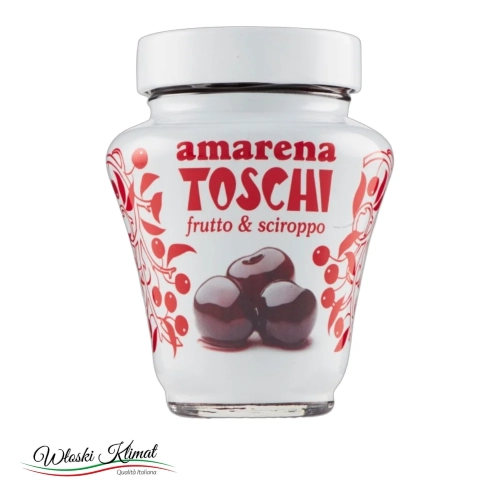 Wiśnie drylowane w syropie Amarena TOSCHI 250g - widok z przodu / opakowanie