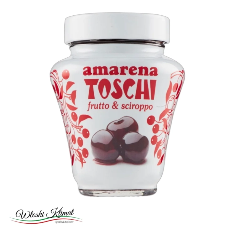 Wiśnie drylowane w syropie Amarena TOSCHI 250g - widok z przodu / opakowanie